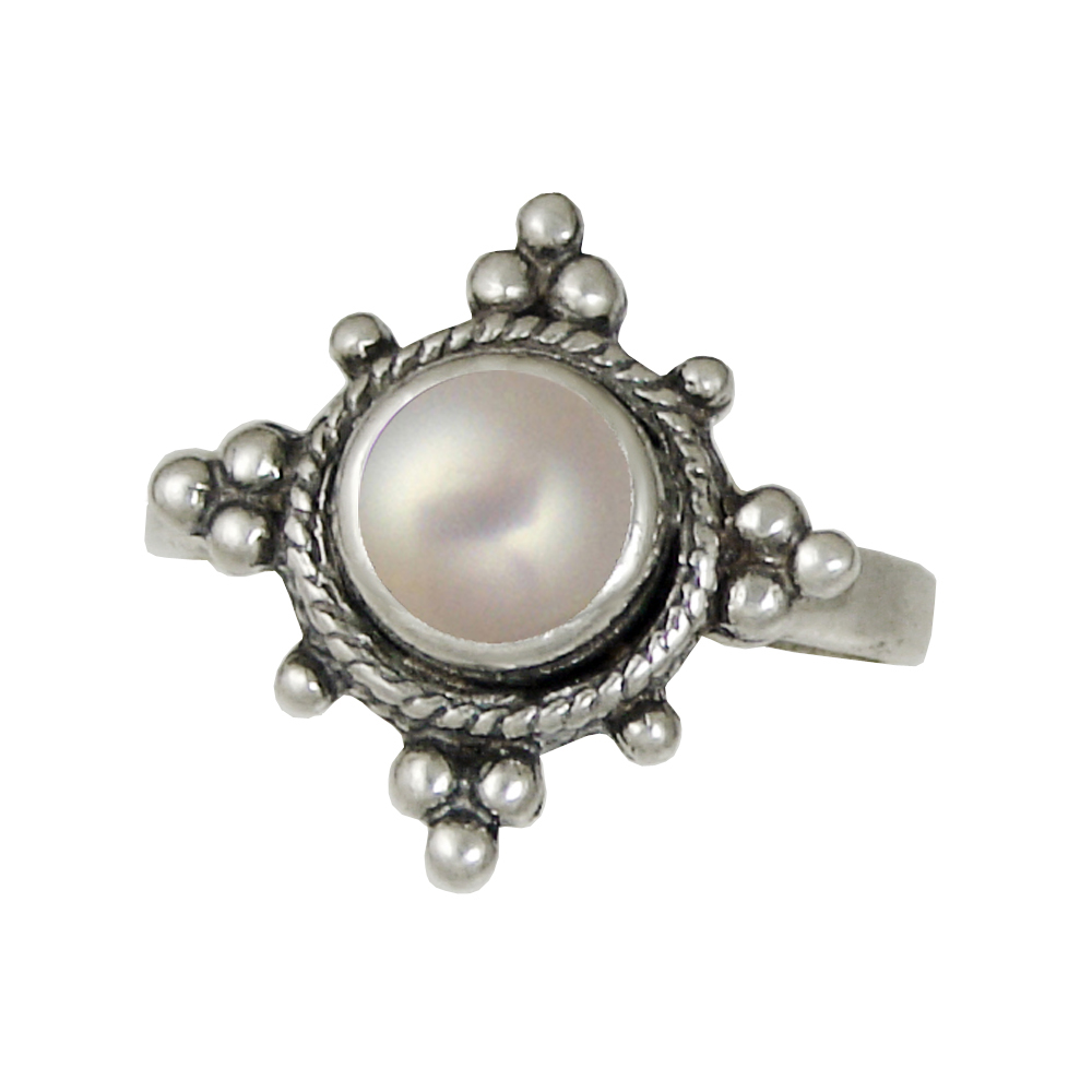 Sterling Silver Gemstone Ring Cultured Freshwater Pearl Size 6